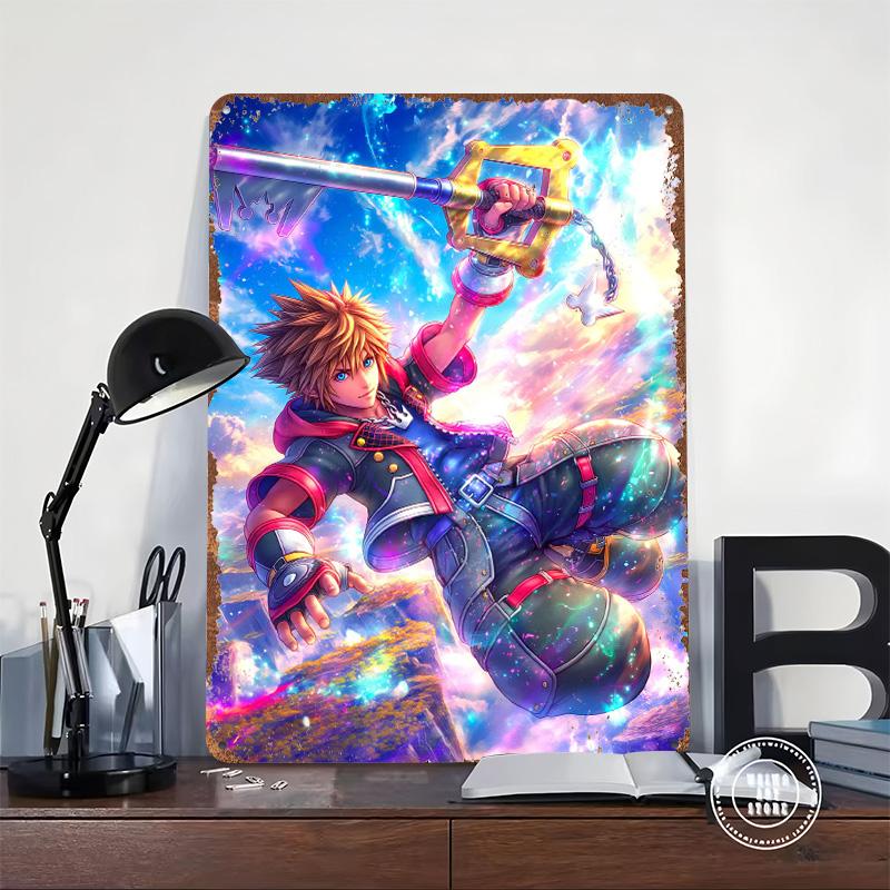 Glowing Data Streams in Broken Horizon Metal Poster Customized Wall Art Retro Vintage Tinplate Signs for Desk Decor Wand Deko