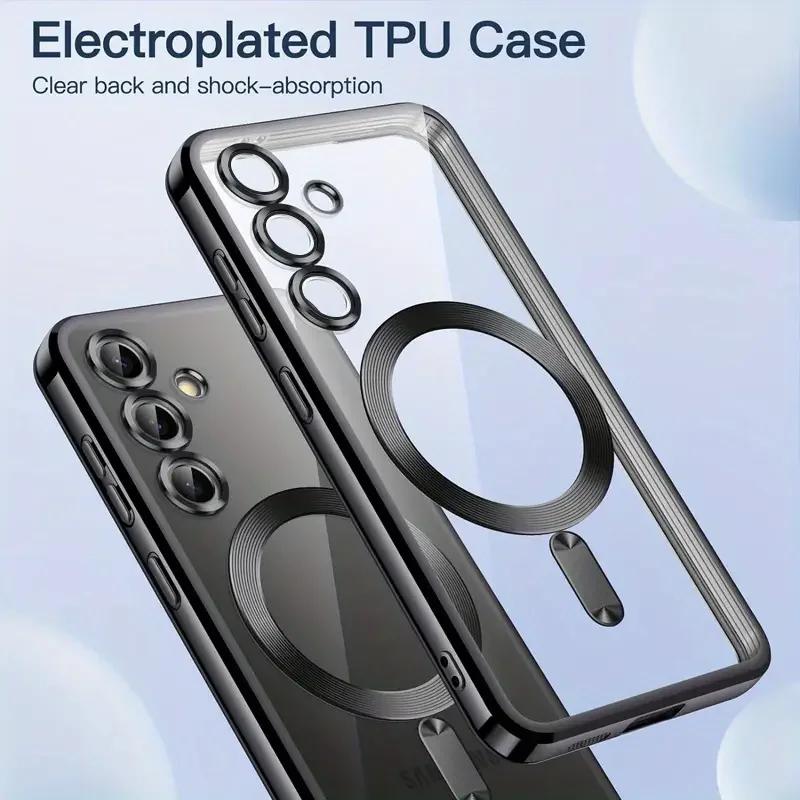 Прозрачный ТПУ чехол для Samsung Galaxy S25 S24 S23 S22 S21 S20 Ultra Plus FE S24FE S24Ultra для зарядки Magsafe, противоударный чехол