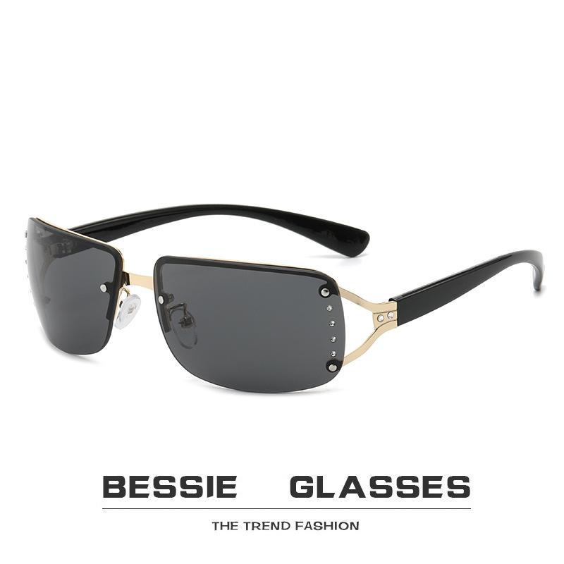 Millennium future technology sense punk sunglasses men and women hipster Internet celebrity sunglasses rimless diamond box sunglasses women