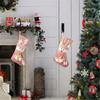 Sophisticated European Pink Sequins Christmas Stocking Festival Pink Christmas Stocking with Spacious Gift Holders