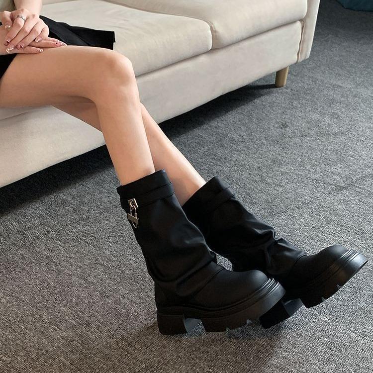 Интернет знаменитости средние ботинки Martin женские летние 2025 новый иностранный стиль трендовый костюм ретро универсальные ботинки на толстой подошве для брюк