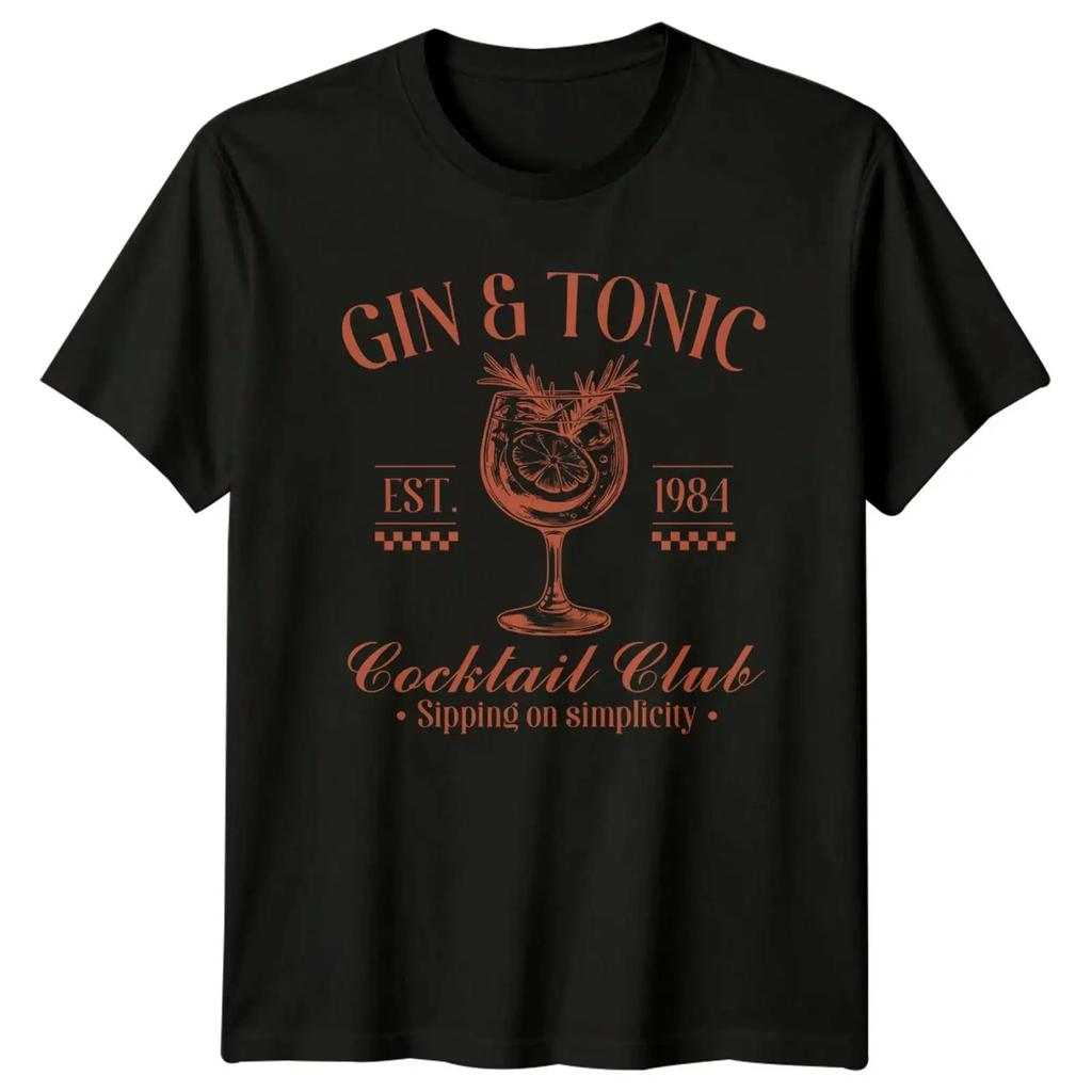 Gin Tonic Cocktail Club Sipping On Simplicity Grafik T Shirt Image 1 Of 4 Vintage Washed Stretched Homme Stylish Casual