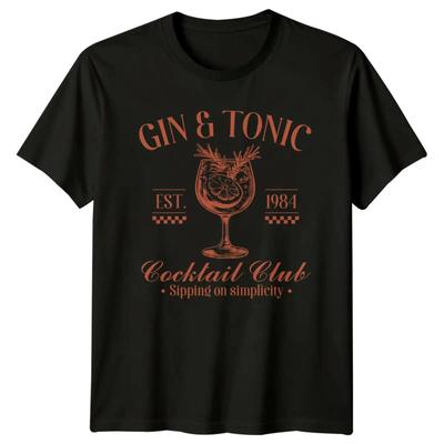 Gin Tonic Cocktail Club Sipping On Simplicity Grafik T Shirt Image 1 Of 4 Vintage Washed Stretched Homme Stylish Casual