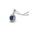 Blue Sapphire Round Solitaire Pendant - 925 Sterling Silver