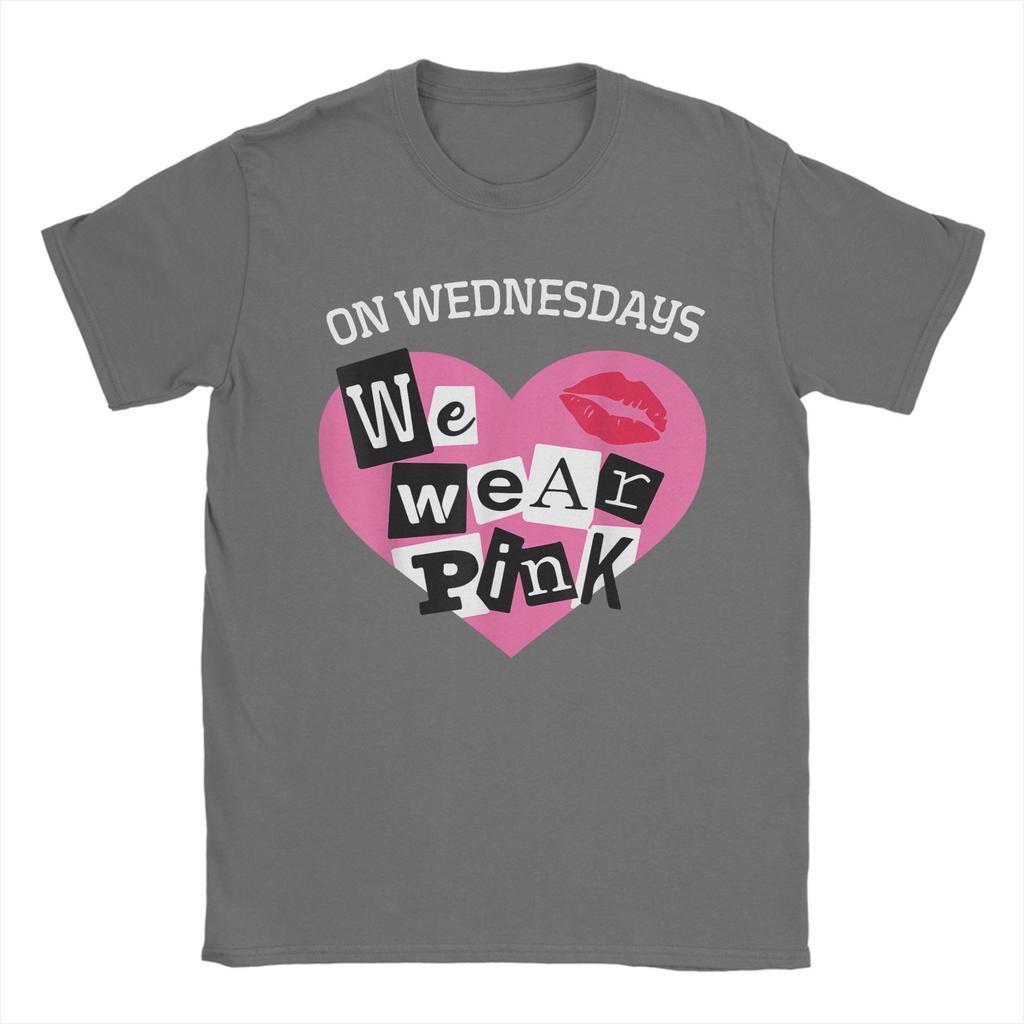 Novelty On Wednesday We Wear Pink Funny T-Shirts for Men Round Collar Pure Cotton T Shirts  Short Sleeve Tees Gift Idea Tops