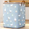 Clothes Storage Bag with Handle Zipper Closure Large Capacity Dustproof Print Quilt Toy Blanket Storage Bin