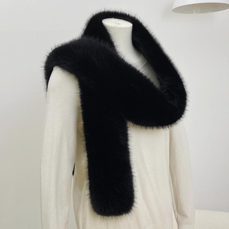 Winter Versatile Imitation Fox Hair Scarve Imitation Fur Long Scarve Fashion High-Class Sense Of Women's Scarve Padded Thickened Warm Scarve