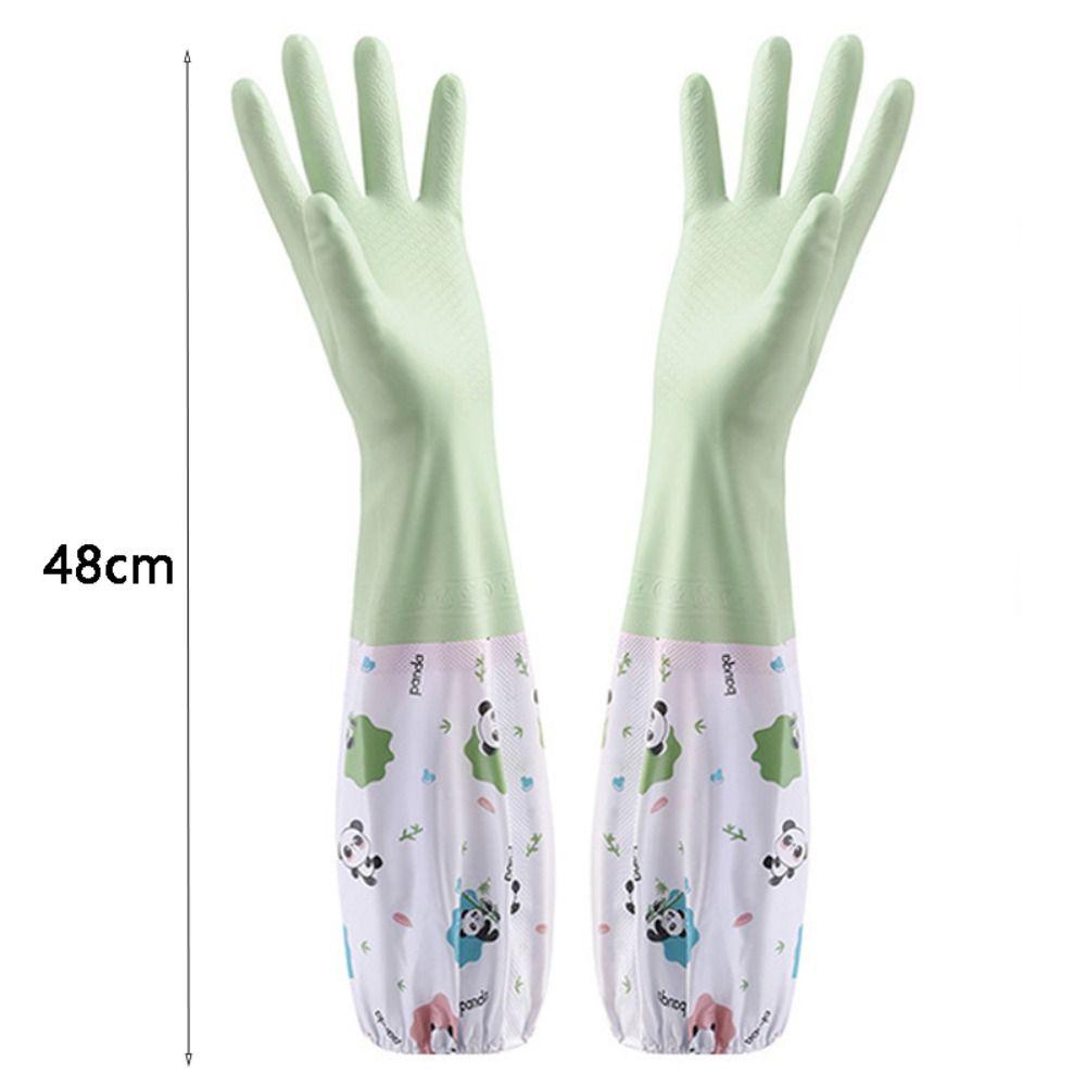 Long Sleeves Elastic Band Mouth Rubber Gloves Plush Kitchen Cleaning Tool Laundry