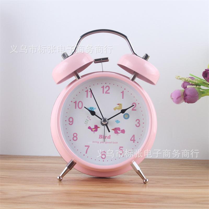 Fashion creative 1 inch metal bell alarm clock, silent clock, student bedroom bedside luminous clock
