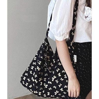 Цветочная холщовая сумка женская летняя сумка-тоут Ins Bow Bucket Bag