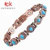Magnetic Therapy Copper Magnetic Bangle Bracelet with Natural Gem Stone Women Vintage Copper Magnetic Bracelet Chain Wristband