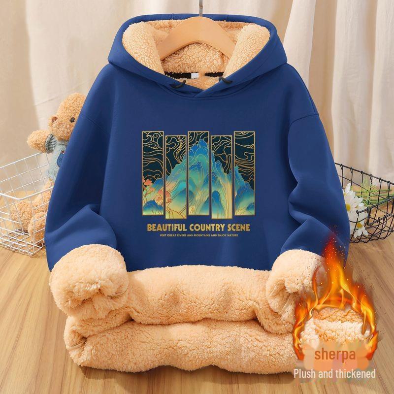 Мужская бархатная толстовка с капюшоном National Trend — утолщенная, теплая куртка из овчины для осени/зимы 2022 года, молодежная и стильная.