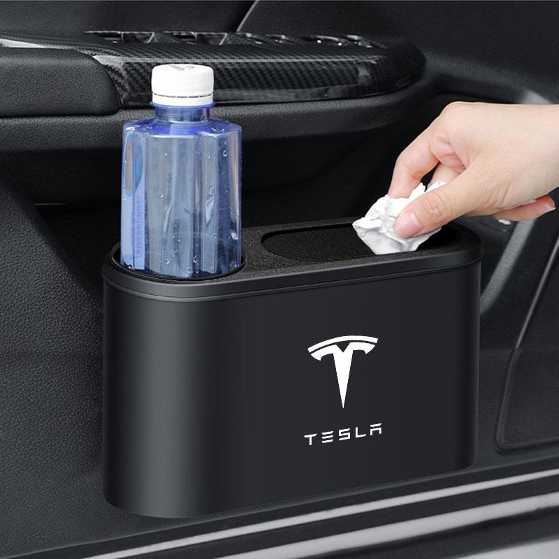 1 шт. Мусорное ведро Автомобильная эмблема Коробка для мусора Контейнер Хранение Автомобильные аксессуары Для Tesla Model S Model X Model Y Cybertruck Model 3 Model Y