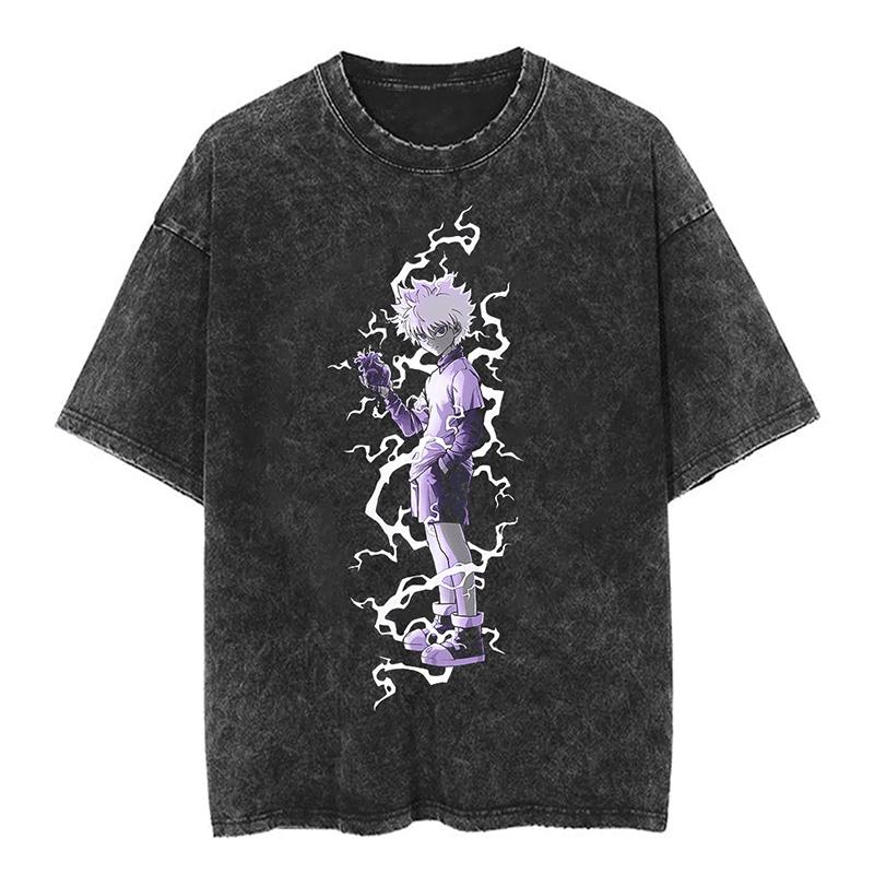 Graphic Vintage Acid Wash Cotton Tees for Men Women Casual Oversized TShirt Summer Workout Fitness Short Sleeve Tops Streetwear