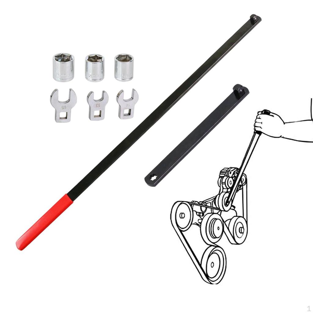 8Pcs Belt Tensioner Tool Wrench Set with Extension Bar Versatile Professional for Idler Pulley