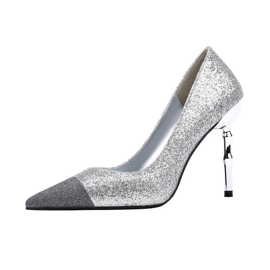 2024 Дизайнерские блестящие туфли-лодочки, сексуальные, с блестками, цветные, неглубокие, женские туфли для офиса, на высоком каблуке с острым носком