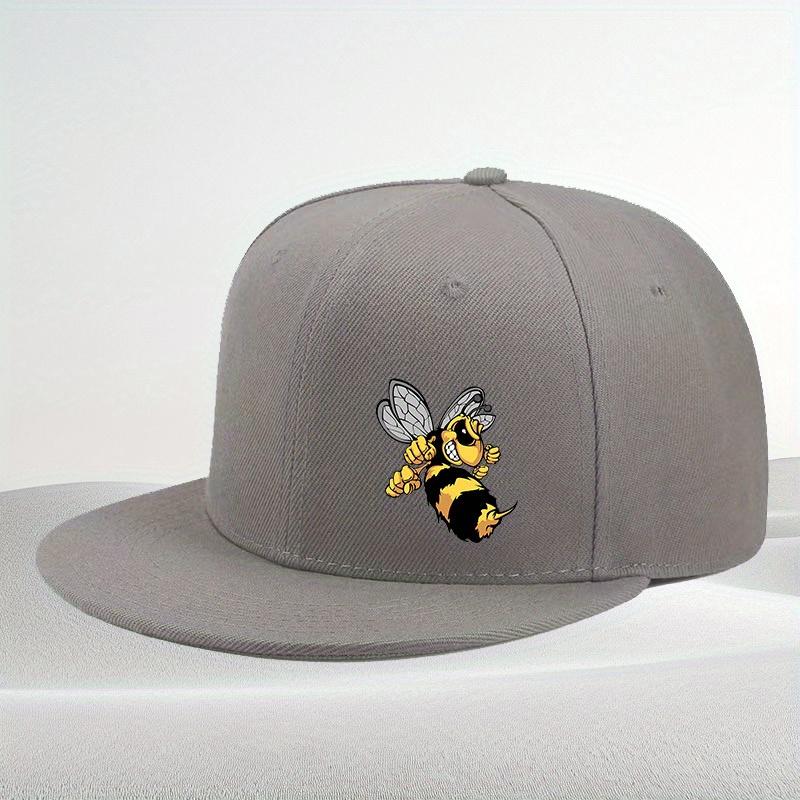 Злая Мультяшная Пчела Графика Белая Кепка Snapback Полиэстер Регулируемая Кепка с Плоским Козырьком Уличная Одежда для Улицы Унисекс