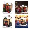 Vintage Style Resin Mini Christmas Snow House LED Miniature Village Farmhouse Home Table Desktop