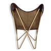 Home Decor Dark Brown Leather Butterfly Chair Folding Golden Stand-Leather Armchair for Living Room, Indoor/Outdoor, Office Chair
