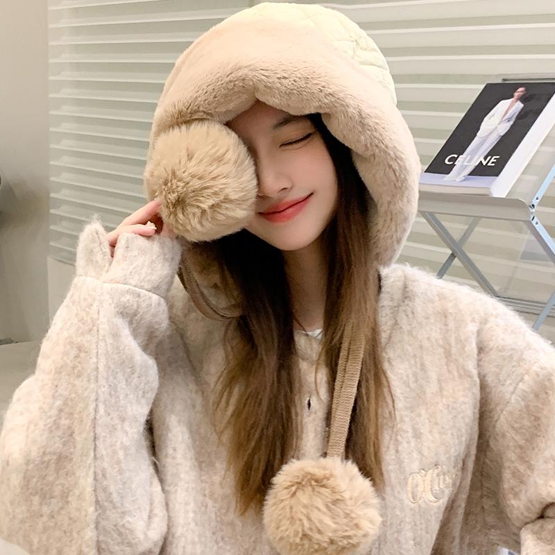 Thickening Windproof Outdoor Custom Pompom Ladies Fashion Winter Warm Cold Weather Hoodies Hats