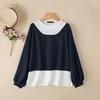 ZANZEA Women Casual Round Neck Long Sleeve Splice Pullover Blouse Autumn