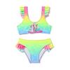 Kids' Fashion Two Pieces Ruffled Rainbow Swimsuit Girls‘ Tankini Bathing Suit Toddlers' Unicorn Printed Tank Top and Briefs Cute Swimming Suit
