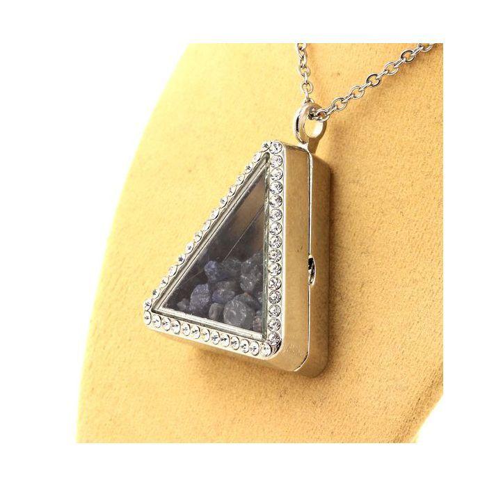 Stones and Minerals. Raw Sapphire Necklace. Triangle Model.