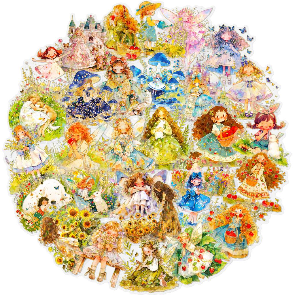 30-120 листов высококачественной серии Fairy Tale, прозрачной бронзирующей лазерной водонепроницаемой наклейки, декоративной наклейки для домашних животных