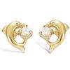 [G9417] - Gold Plated Earrings 'Tendres Dauphins' White Gold - 10 Mm
