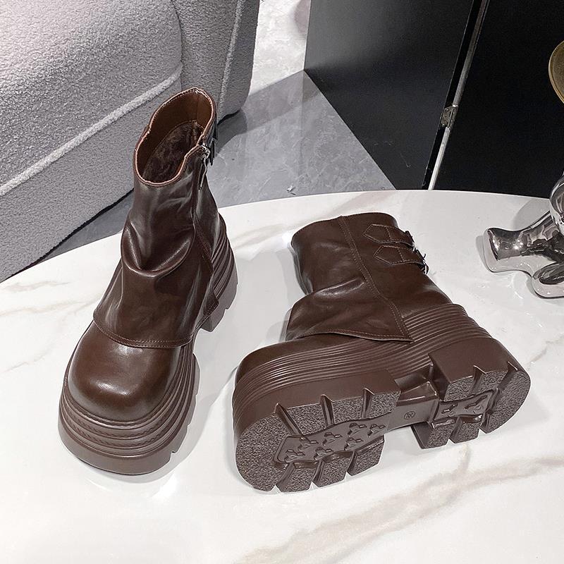 Брюки, увеличивающие рост, короткие сапоги на толстой подошве, ботинки Martin, женские кафтанчики, вельвет в стиле вестерн, маленький мужчина, новая зимняя мода и комфорт