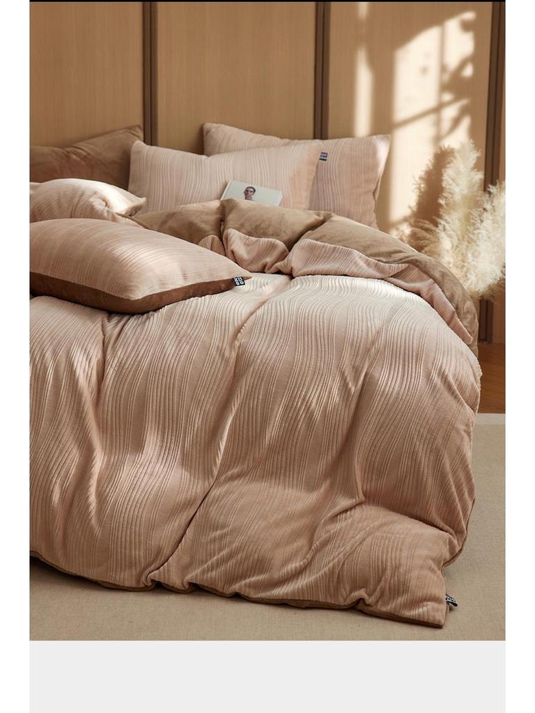 Японский класс А Полностью матовый бархатный 3D резной комплект зимнего постельного белья из 4 предметов Мать-ребенок