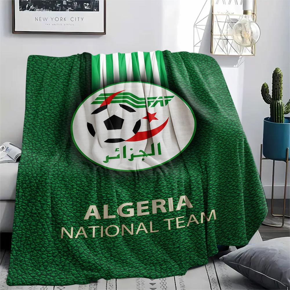 Algeria football Printed Flannel Blanket, soft throw for bedroom sofa, washable,soccer fan merchandise, great gift.