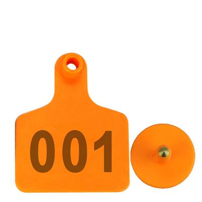 100 Sets Cow Ear Tag Signs Ear Card With Words No.001-500 Ear Tags Typing Copper Head Earrings Farm Animal Identification Card