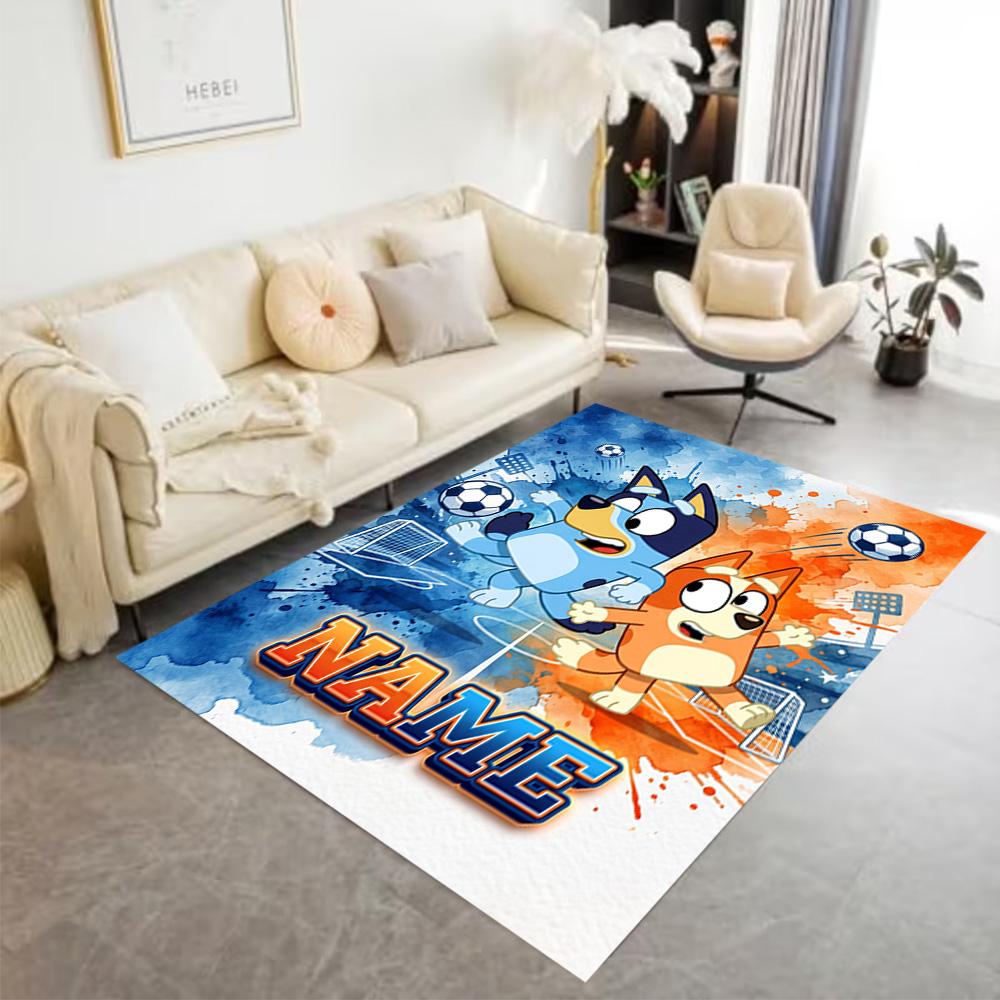 Christmas Penguins Celebration Customizable Name Floor Rug Office Rug Design for Living Rooms Dining Room Outdoor Kitchen Anti-slip Rug