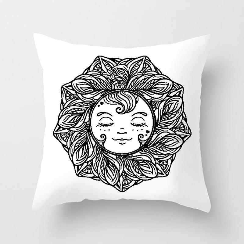 Home Bedroom Living Room Sofa Cushion Cover Decoration Sun Moon Mandala Series Pattern Printing Pillowcase