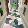 Grey Geometric Living Room Area Rug Corridor Hallway Carpet Runners Decor Crystal Velvet Anti-slip Kitchen Bedroom Rug Door Mat