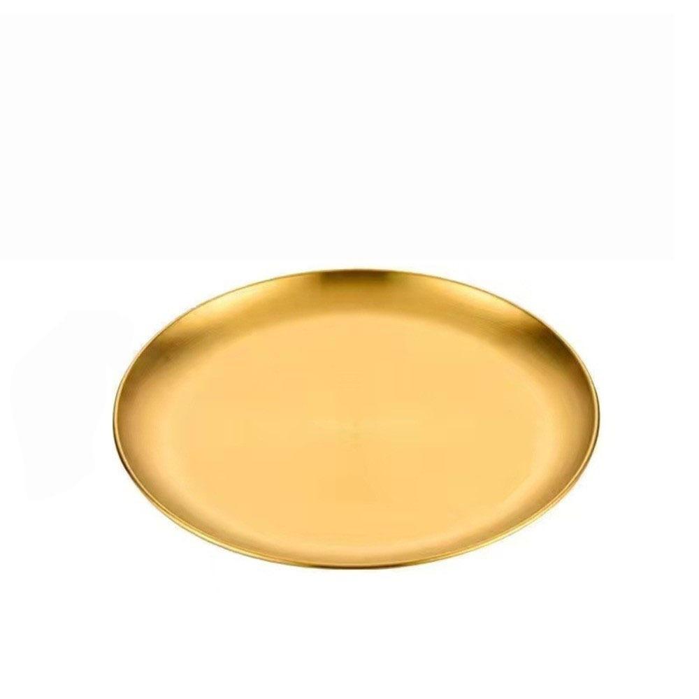 Gold Silver Food Plate Korean Dining Plate Decorative Metal Tray  Dinner