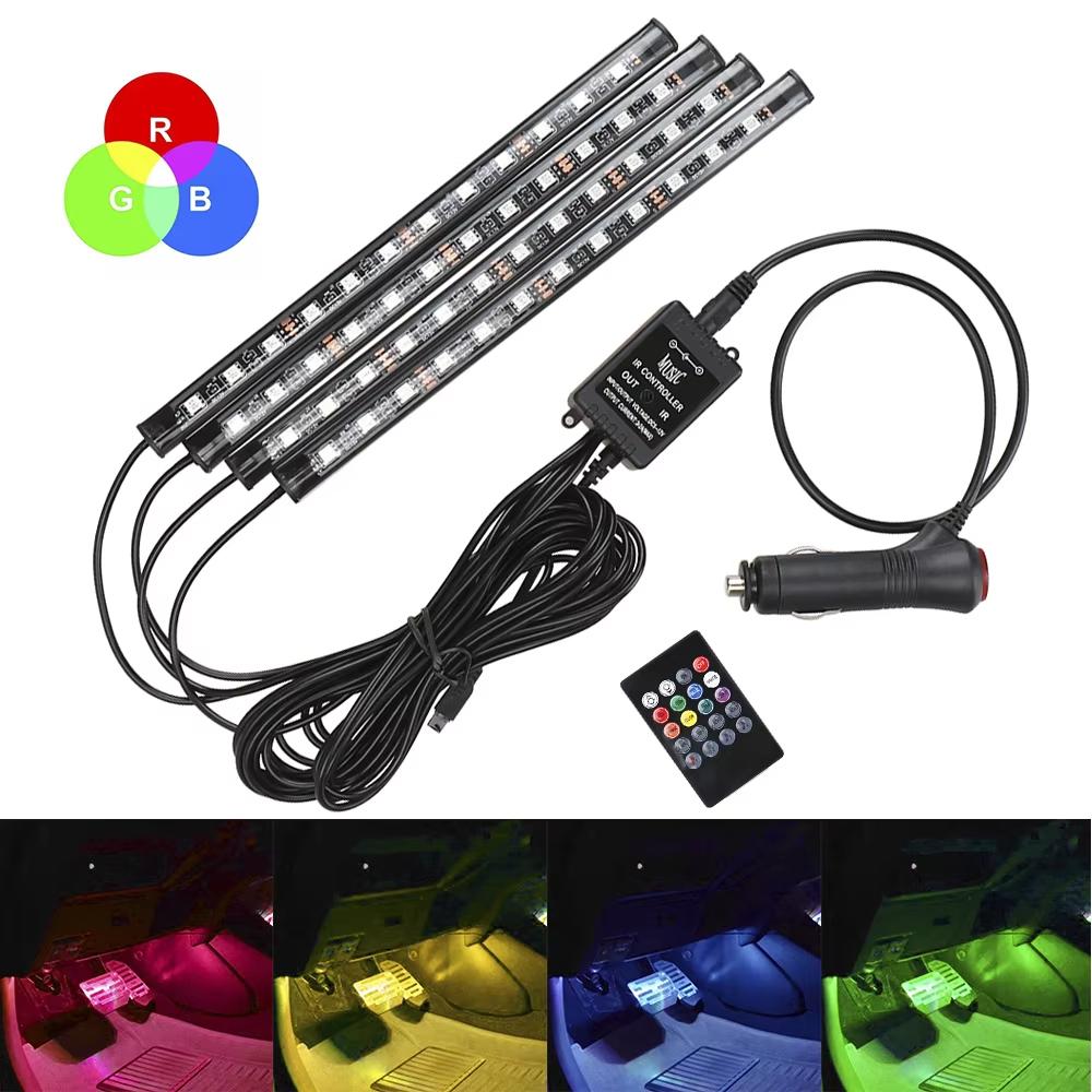 Universal Car RGB Ambient Lights LED Strip Interior Atmosphere Lamps 8 Colors Decorative Off Road 4x4 SUV Automobile Accessories