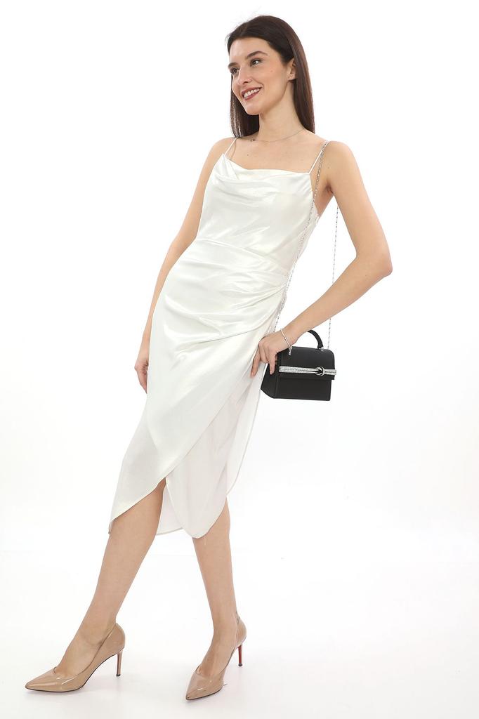 Women's Stylish and Useful Evening Dress Bag Black Color Suede Material Stone Accessory Magnetic Closure Shoulder Strap Available (Small Size)