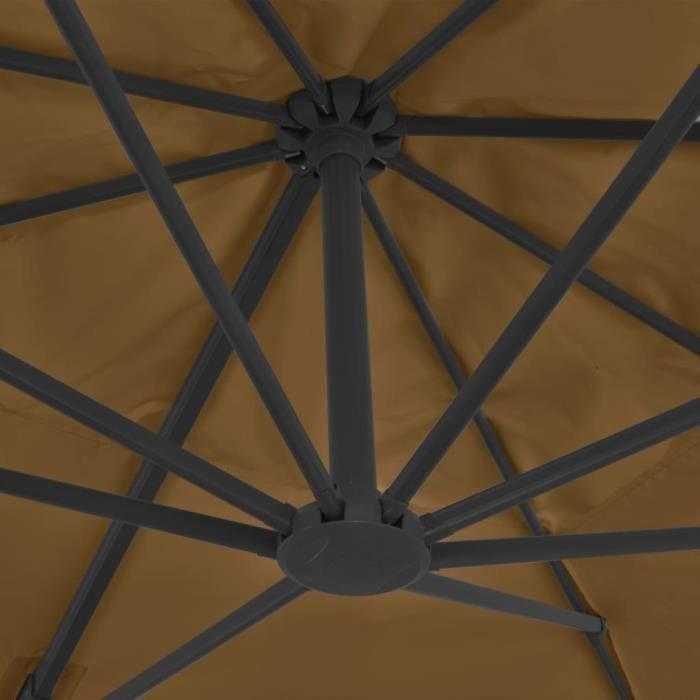 Parasol - vidaXL - Taupe - Aluminium - Résistant aux UV - Base portable