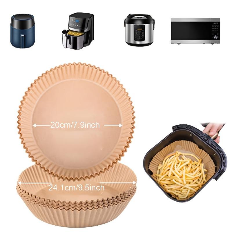 100 шт круглые бумажные вкладыши для фритюрницы, 7,9 дюйма, одноразовые большие для корзин емкостью от 5 до 8 квартов, неотбеленная антипригарная маслостойкая пергаментная бумага