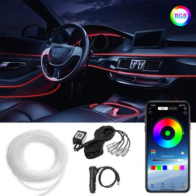 6M RGB светодиодная автомобильная лампа для атмосферы, внутренняя полоса окружающего света, управление приложением для телефона