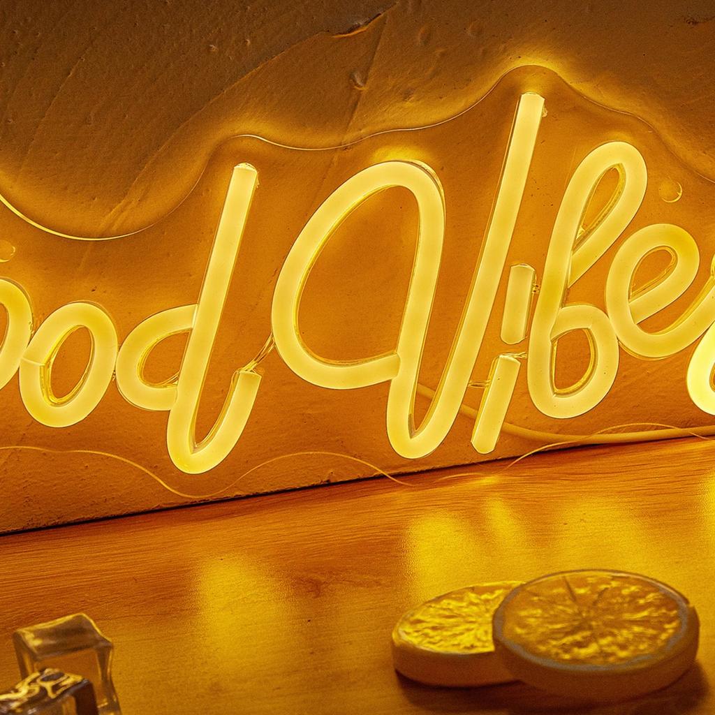 Новые светодиодные неоновые вывески Chi-buy Goodvibes с питанием от USB, ночники, 3D настенные художественные и игровые комнаты, спальни, гостиной, декор, лампы, знаки