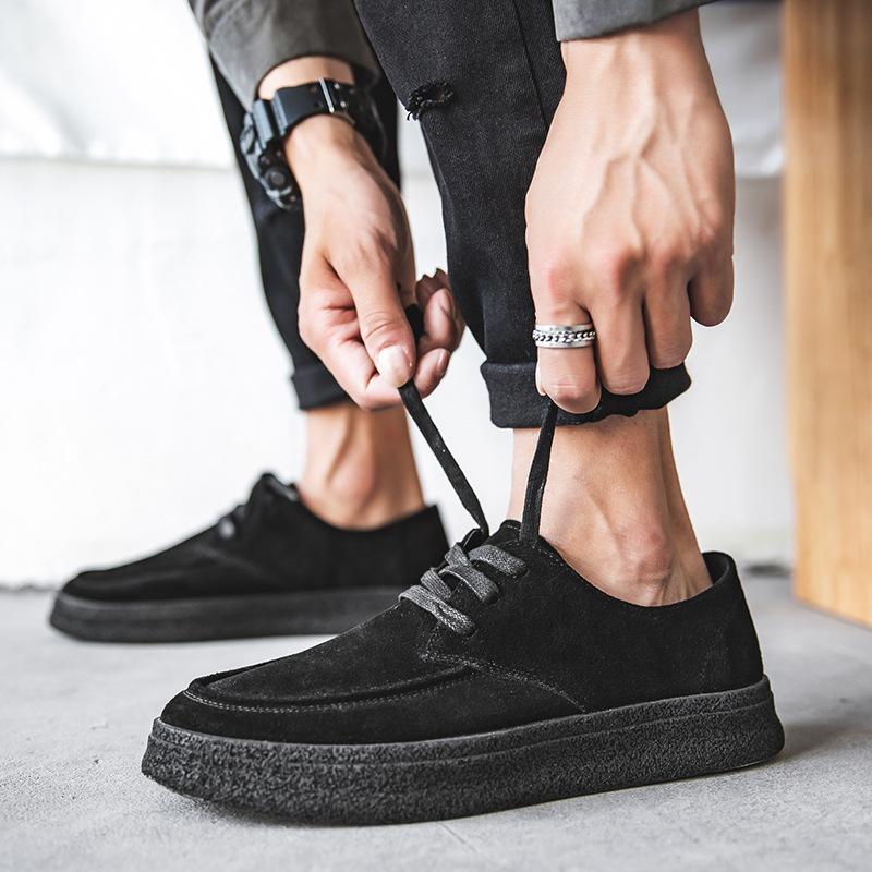 Fashion Cowhide Men's Shoes Fashionable Shoes Versatile Shoes Low Top Boots Retro Casual Leather Shoes Men's British Work Shoes