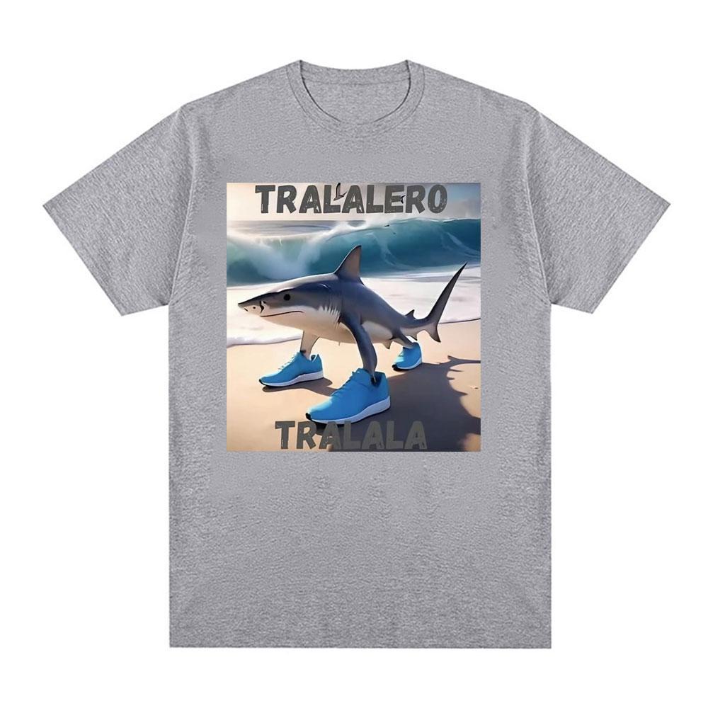 Funny Tralalero Tralala Running Shark Meme Tshirts Unisex Retro Hip Hop Oversized Tshirt Unisex Casual Cotton ONeck T Shirt Tops