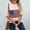 Autumn and Winter Women's Plus Size Knitwear Flag Casual Loose Round Neck Pullover Knitted Sweater