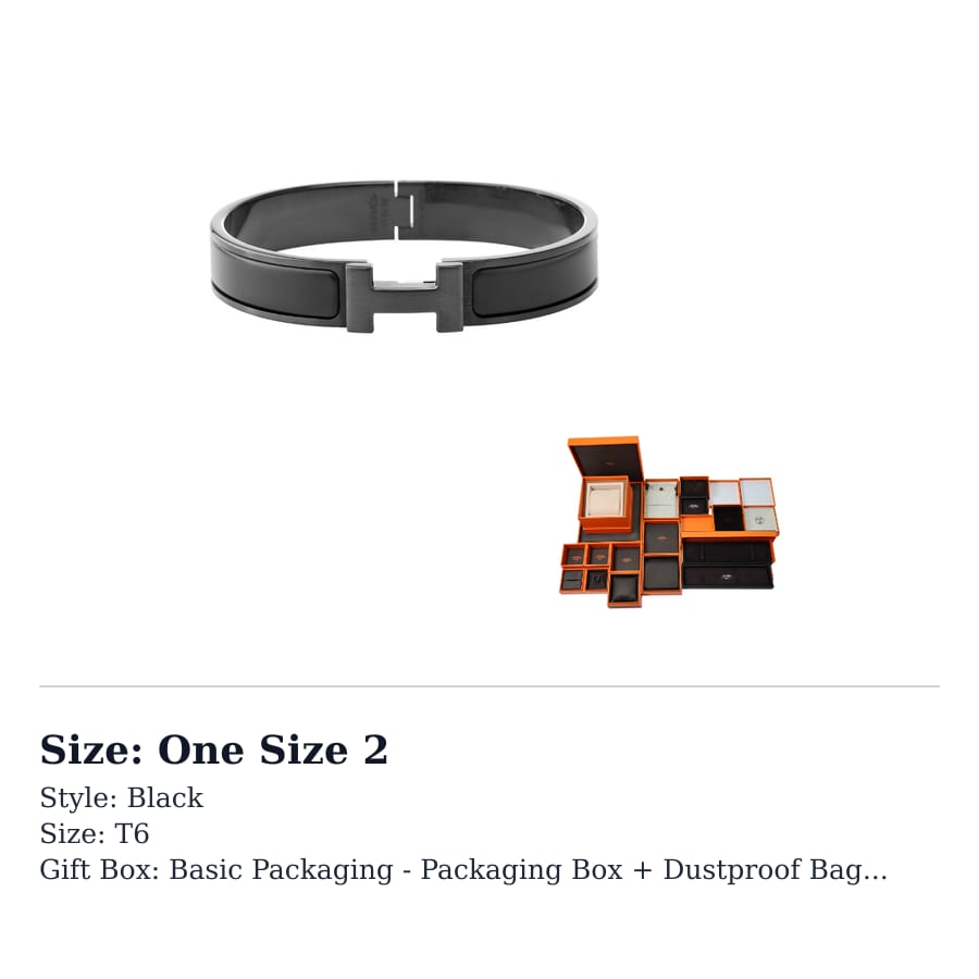 HERMES Clic HH Gold Plated Bangles Men's Black H703203FK01