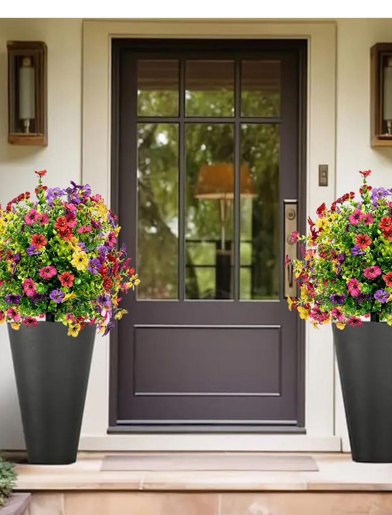 1PCS  UV-Resistant Artificial Straight Insert Flowers, Ball-Shaped Outdoor Daisy Eucalyptus Potted Plants Decor