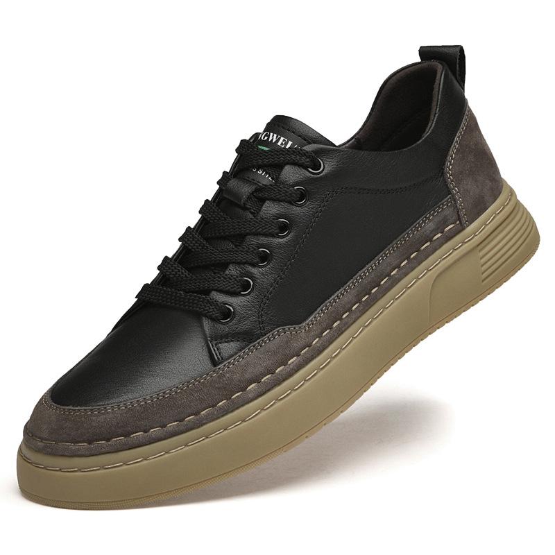 Мужская обувь осень первый слой коровьей кожи белые туфли трендовый британский стиль толстая подошва легкая спортивная обувь повседневная обувь для скейтборда мужская