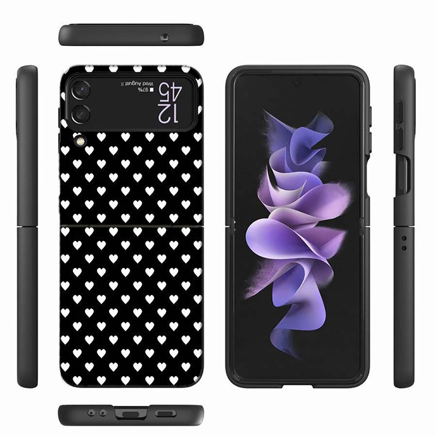 Черно-белый горошек Защитный чехол для телефона для Samsung Z Flip 6 7 5G Z Flip 5 Galaxy Z Flip 3 4 5G ZFlip Ударопрочный Жесткий Co
